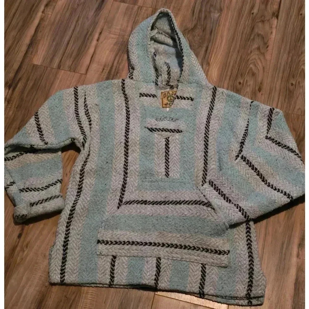 Men's Baja Joe‎ Hoodie Sweater M Light Blue